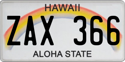 HI license plate ZAX366