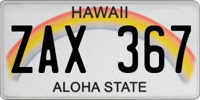 HI license plate ZAX367