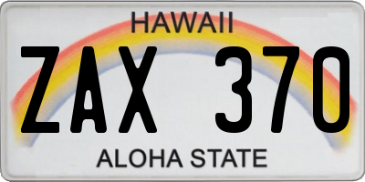 HI license plate ZAX370