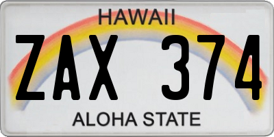 HI license plate ZAX374