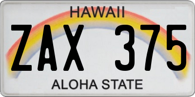 HI license plate ZAX375
