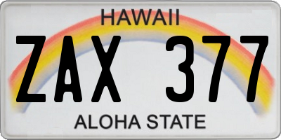 HI license plate ZAX377