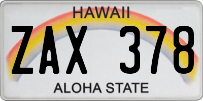HI license plate ZAX378