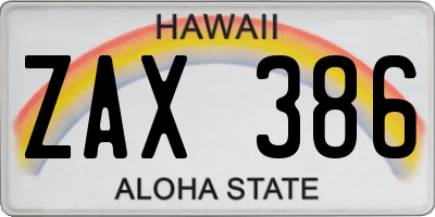 HI license plate ZAX386
