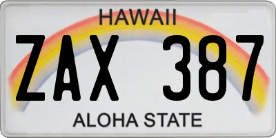 HI license plate ZAX387