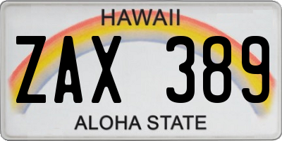 HI license plate ZAX389