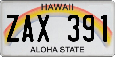 HI license plate ZAX391