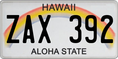HI license plate ZAX392