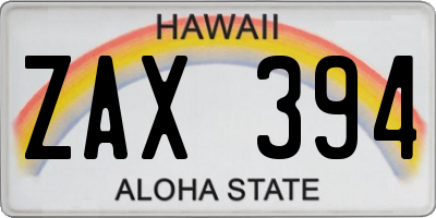 HI license plate ZAX394