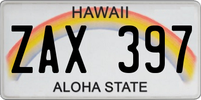 HI license plate ZAX397