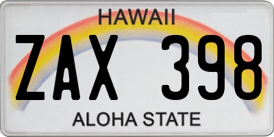 HI license plate ZAX398