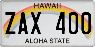 HI license plate ZAX400