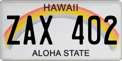 HI license plate ZAX402
