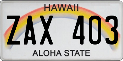 HI license plate ZAX403