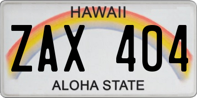 HI license plate ZAX404