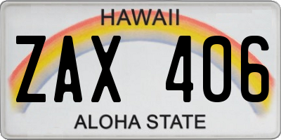 HI license plate ZAX406