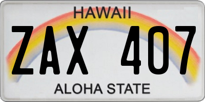 HI license plate ZAX407
