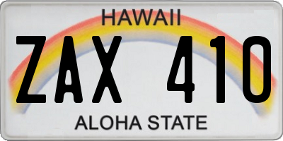 HI license plate ZAX410