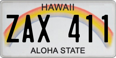 HI license plate ZAX411