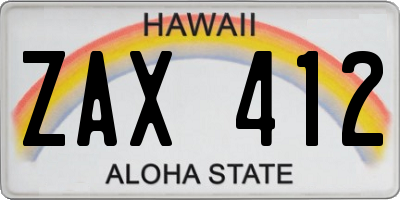 HI license plate ZAX412