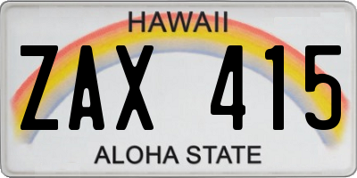 HI license plate ZAX415