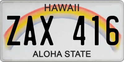HI license plate ZAX416