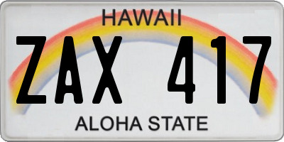 HI license plate ZAX417
