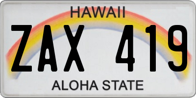 HI license plate ZAX419