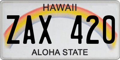 HI license plate ZAX420