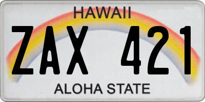 HI license plate ZAX421
