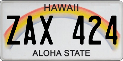 HI license plate ZAX424