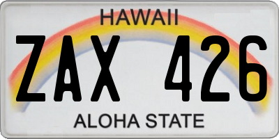 HI license plate ZAX426