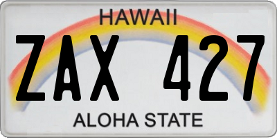 HI license plate ZAX427