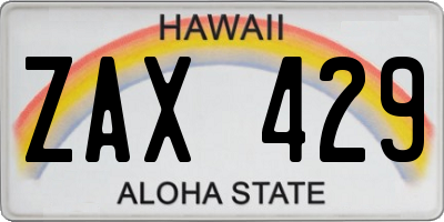 HI license plate ZAX429