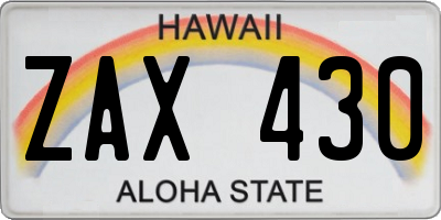HI license plate ZAX430