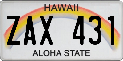 HI license plate ZAX431