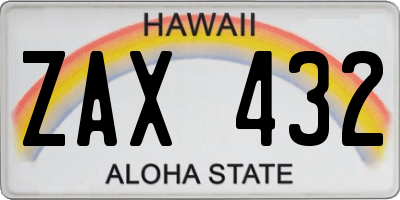 HI license plate ZAX432
