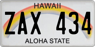 HI license plate ZAX434