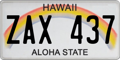 HI license plate ZAX437