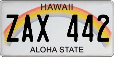 HI license plate ZAX442