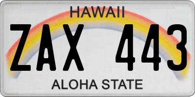 HI license plate ZAX443