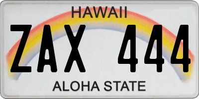 HI license plate ZAX444