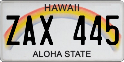 HI license plate ZAX445