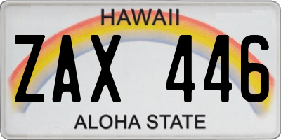 HI license plate ZAX446