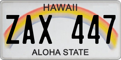 HI license plate ZAX447