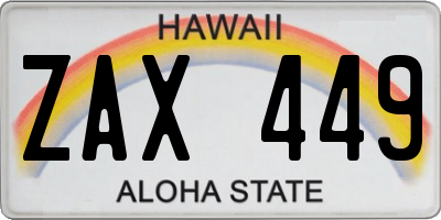 HI license plate ZAX449