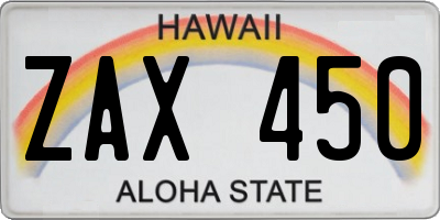 HI license plate ZAX450