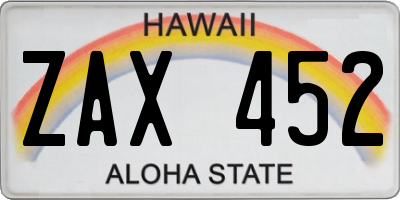 HI license plate ZAX452