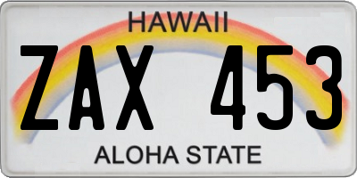 HI license plate ZAX453