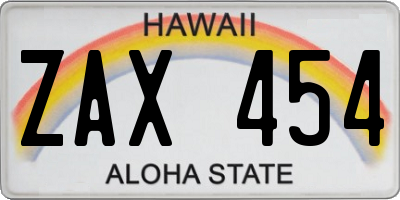 HI license plate ZAX454
